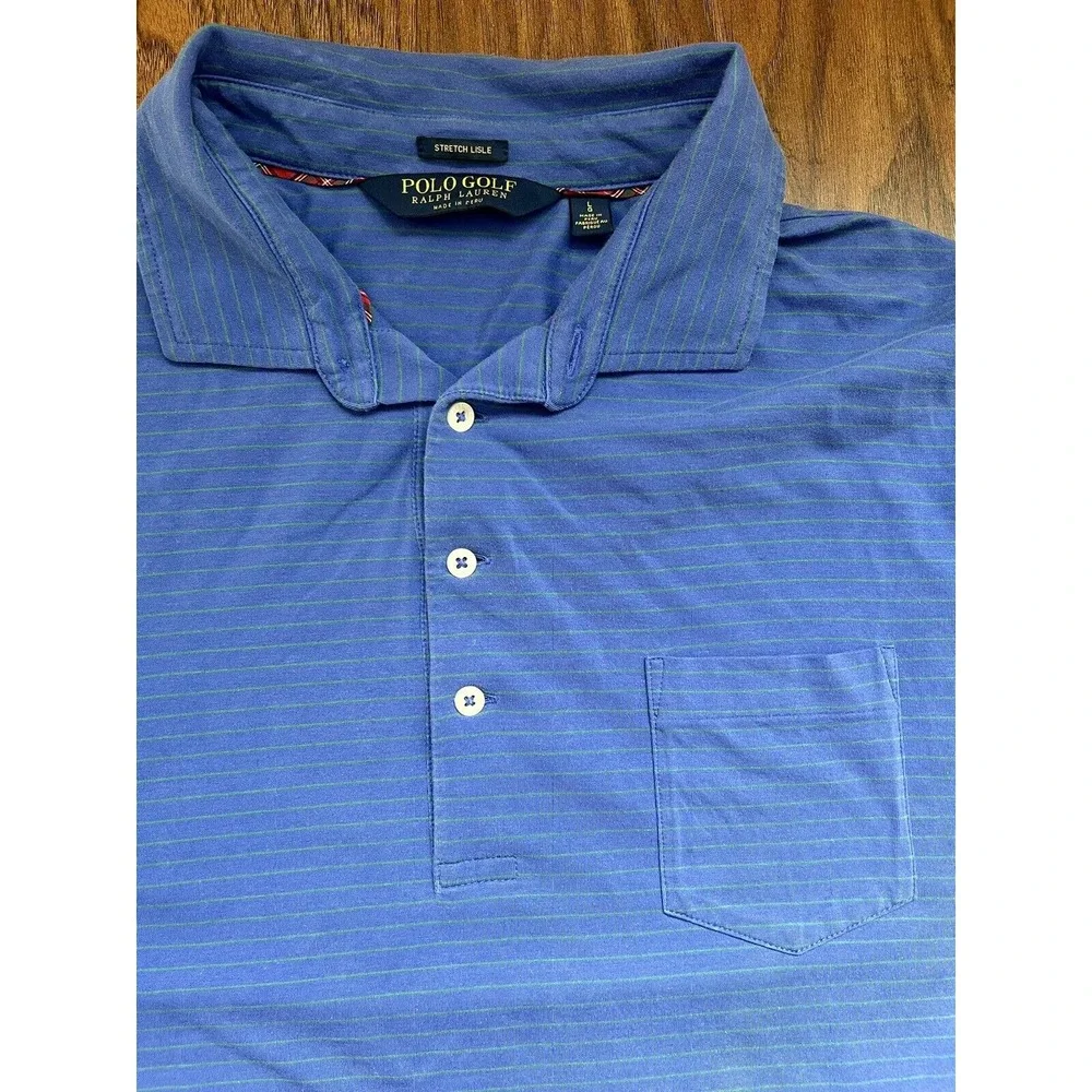 Polo Ralph Lauren Golf Men's SOFT Short Sleeve Button Polo Shirt Size Large Blue
